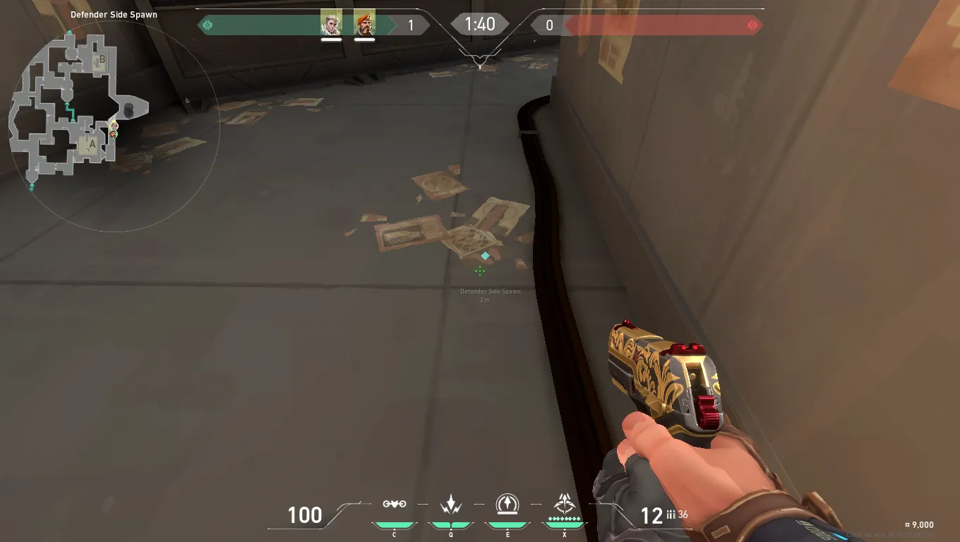 Sova Recon Bolt on Bind Defense Site B — step 1 of 3: Position — where to stand