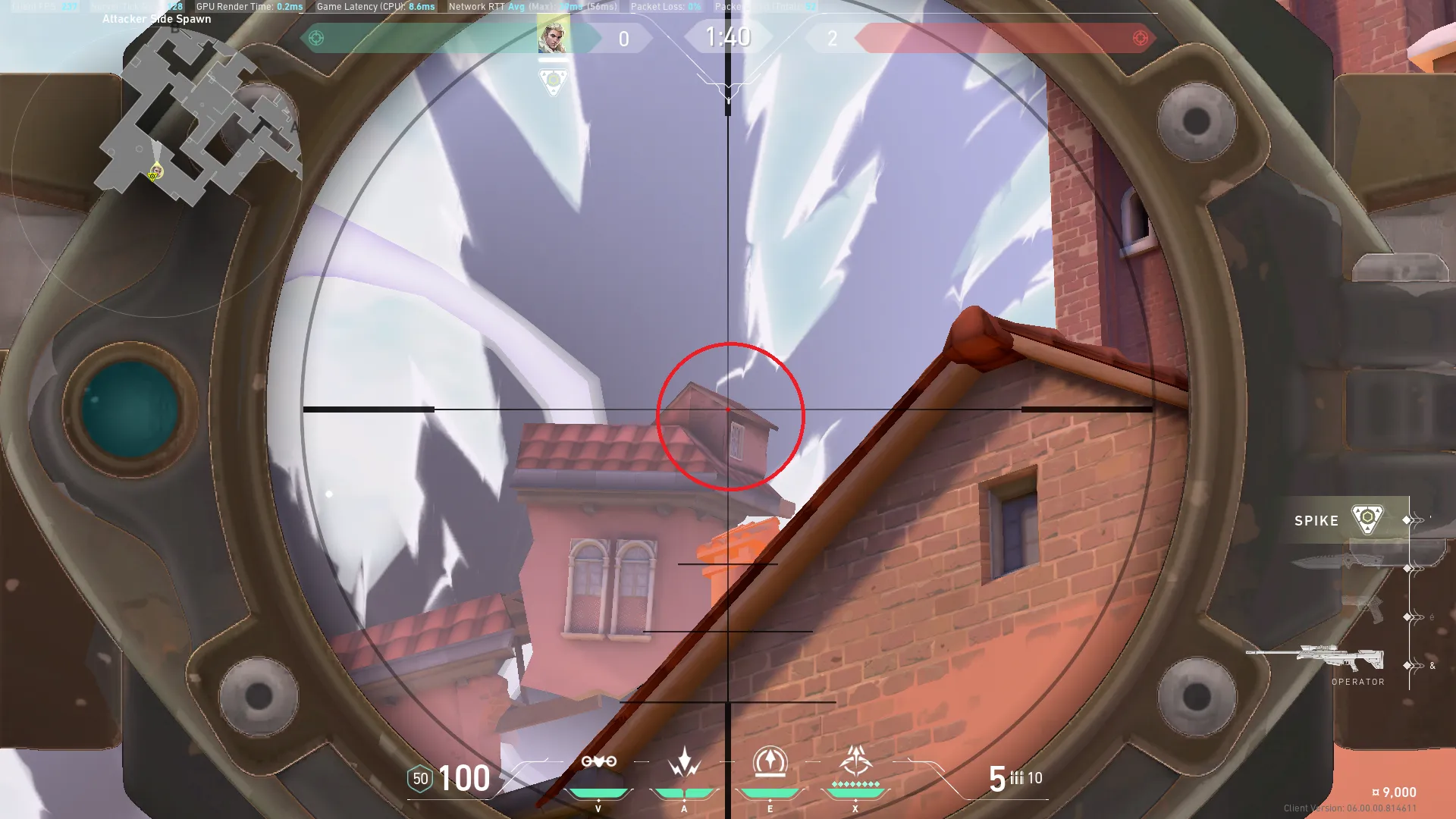 Sova Recon Bolt on Ascent Attack Site B — step 3 of 4: Aim — line up the shot