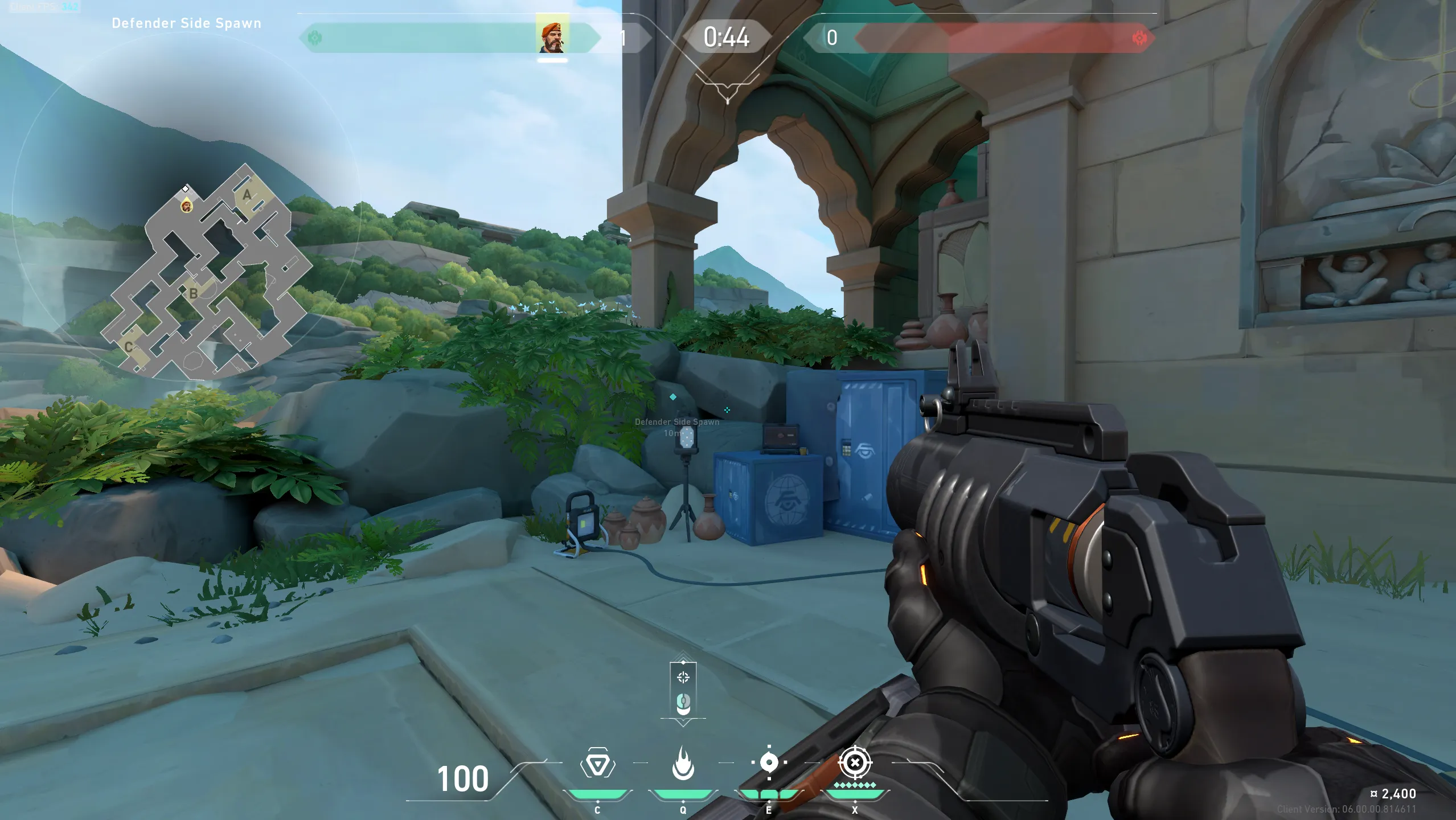 Brimstone Incendiary on Lotus Defense Mid — step 2 of 3: Aim — line up the shot