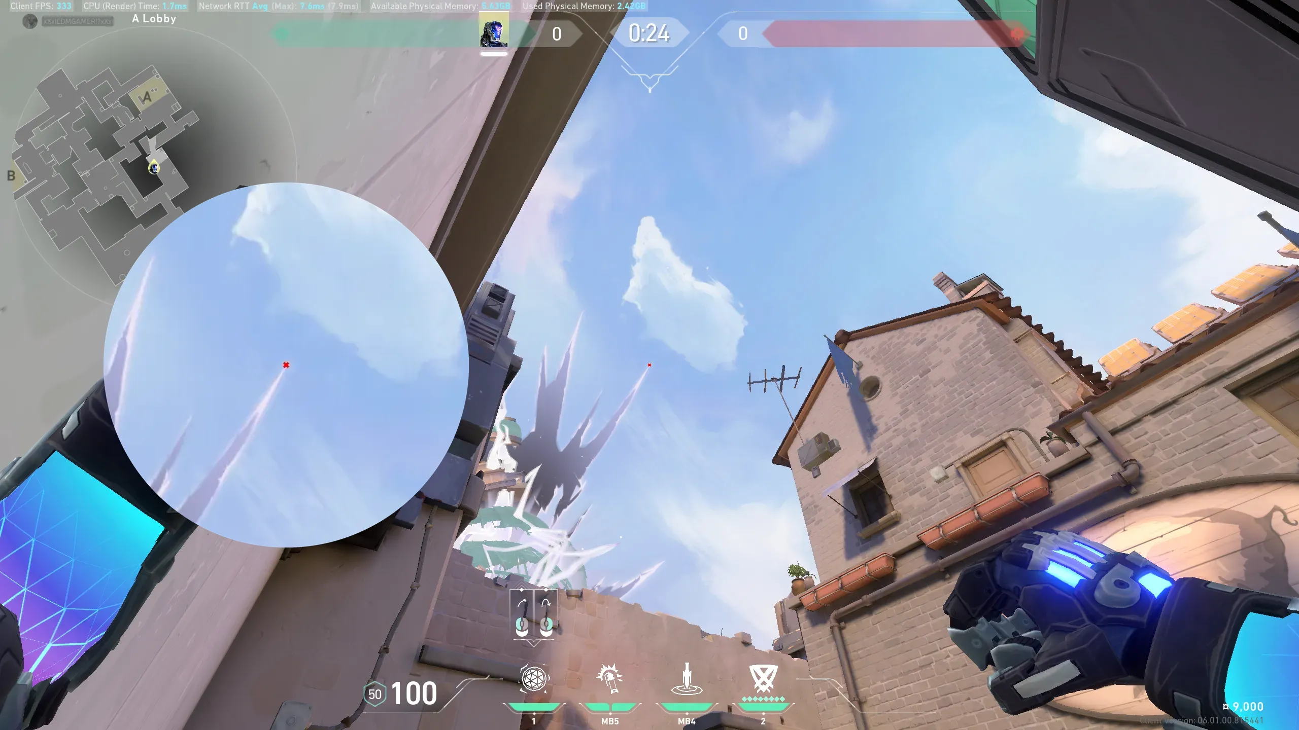 KAY/O Frag_Ment on Ascent Attack Site A — step 2 of 3: Aim — line up the shot