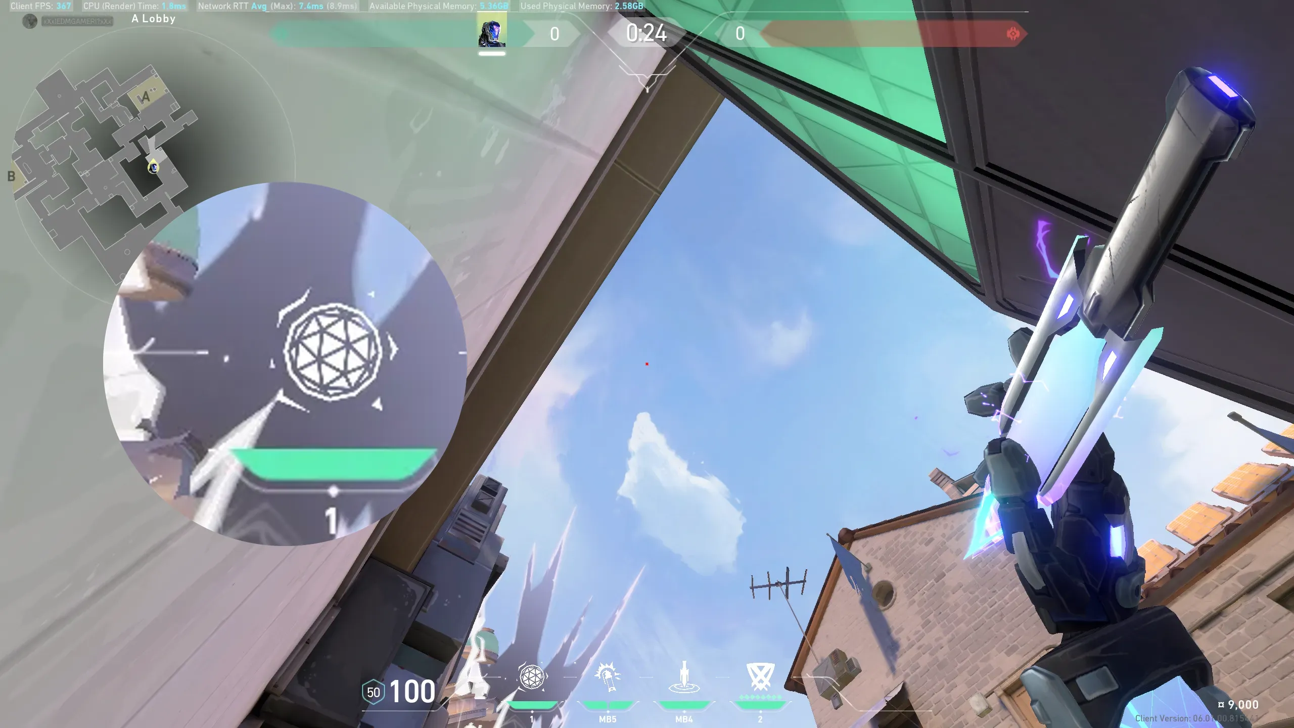 KAY/O Zero_Point on Ascent Defense Site A — step 2 of 3: Aim — line up the shot