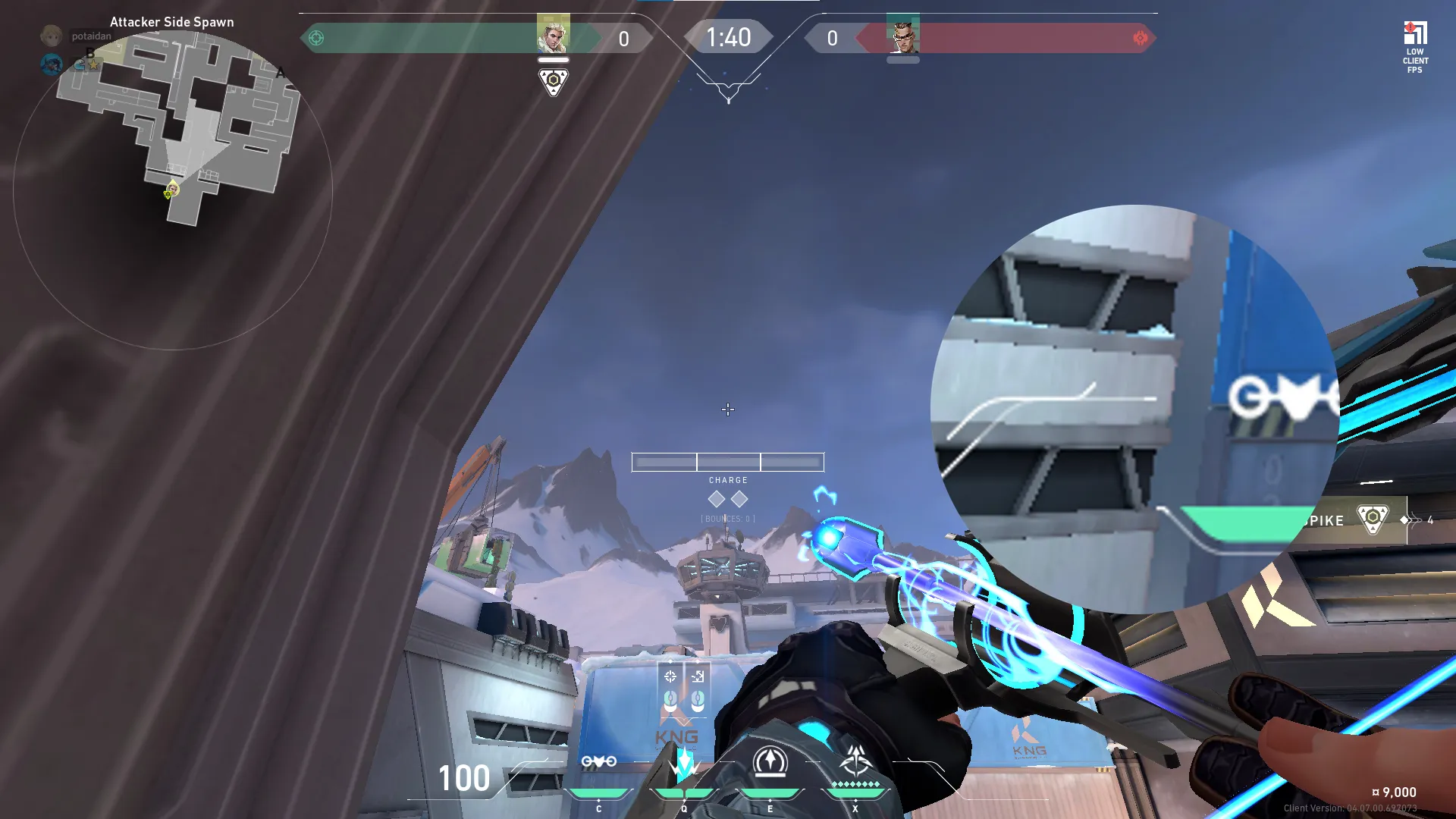 Sova Shock Bolt on Icebox Attack Site B — step 2 of 3: Aim — line up the shot