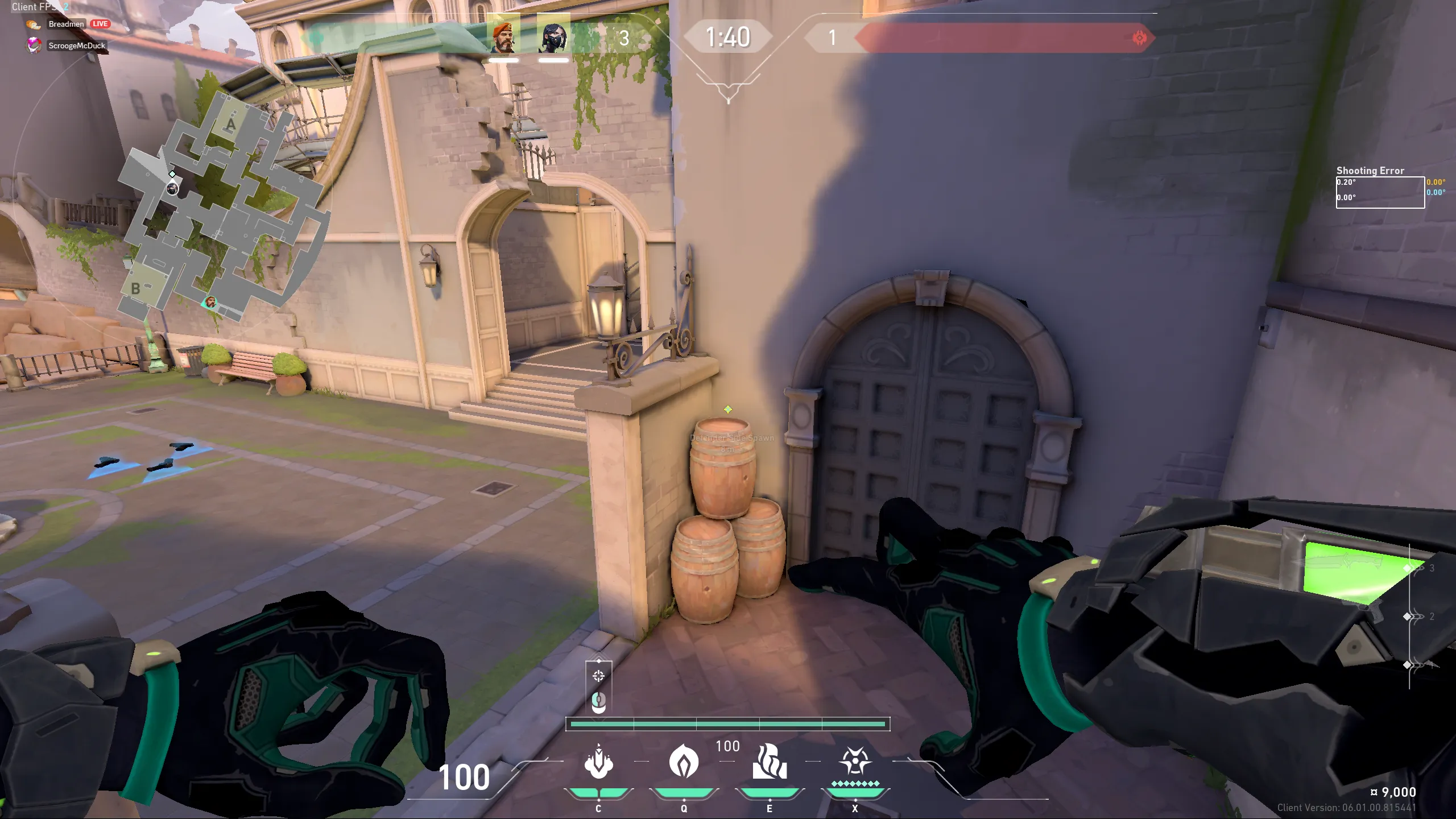 D.S Spawn to B Site Default — Viper lineup on Ascent