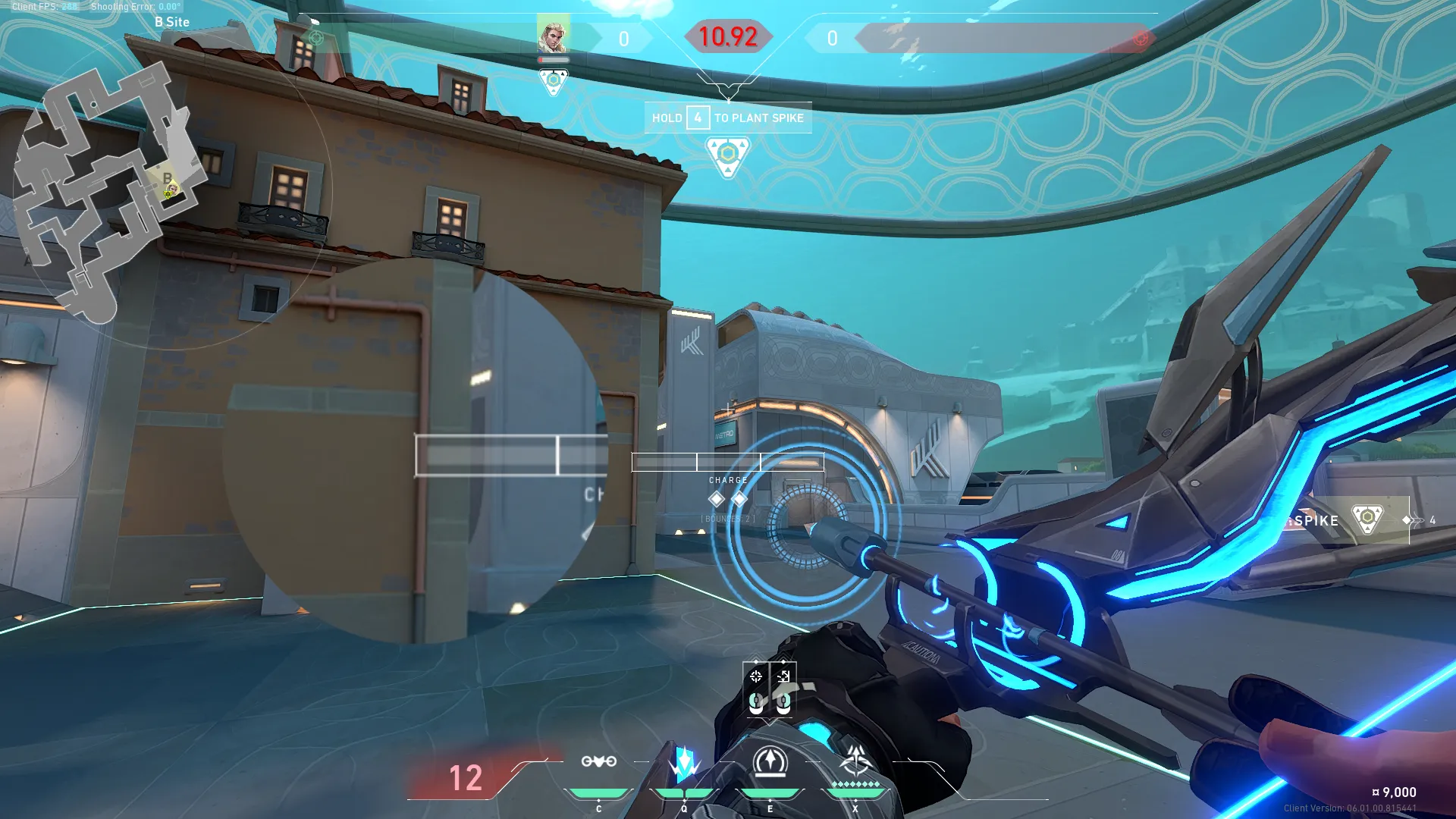 Sova Recon Bolt on Pearl Attack Site B — step 2 of 3: Aim — line up the shot