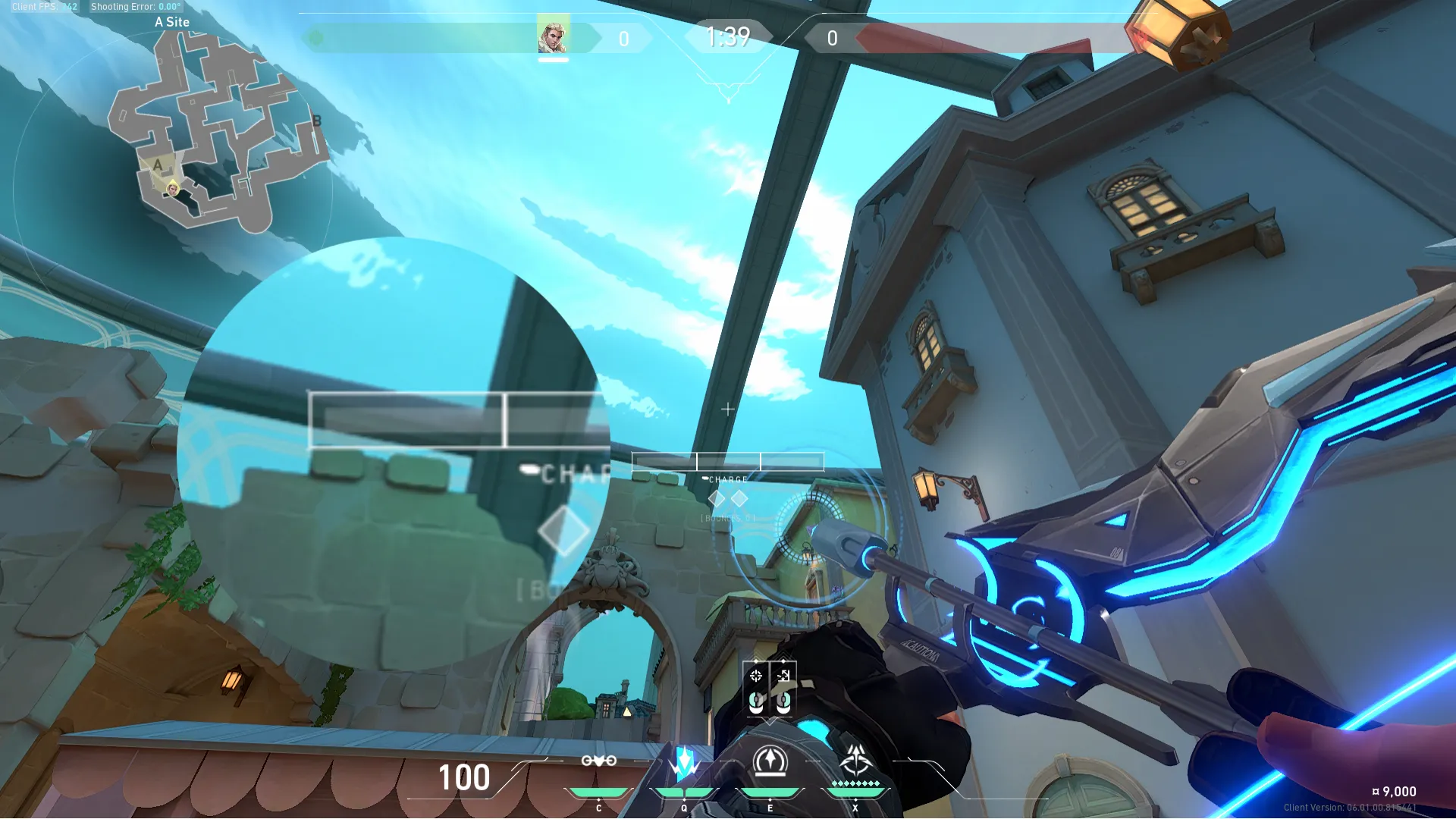 Sova Recon Bolt on Pearl Attack Site A — step 2 of 3: Aim — line up the shot