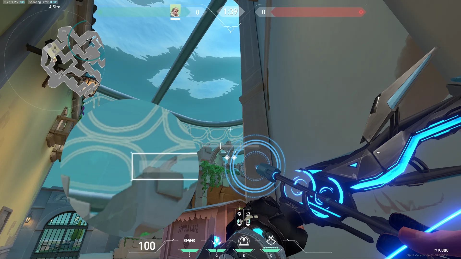 Sova Recon Bolt on Pearl Attack Site A — step 2 of 3: Aim — line up the shot