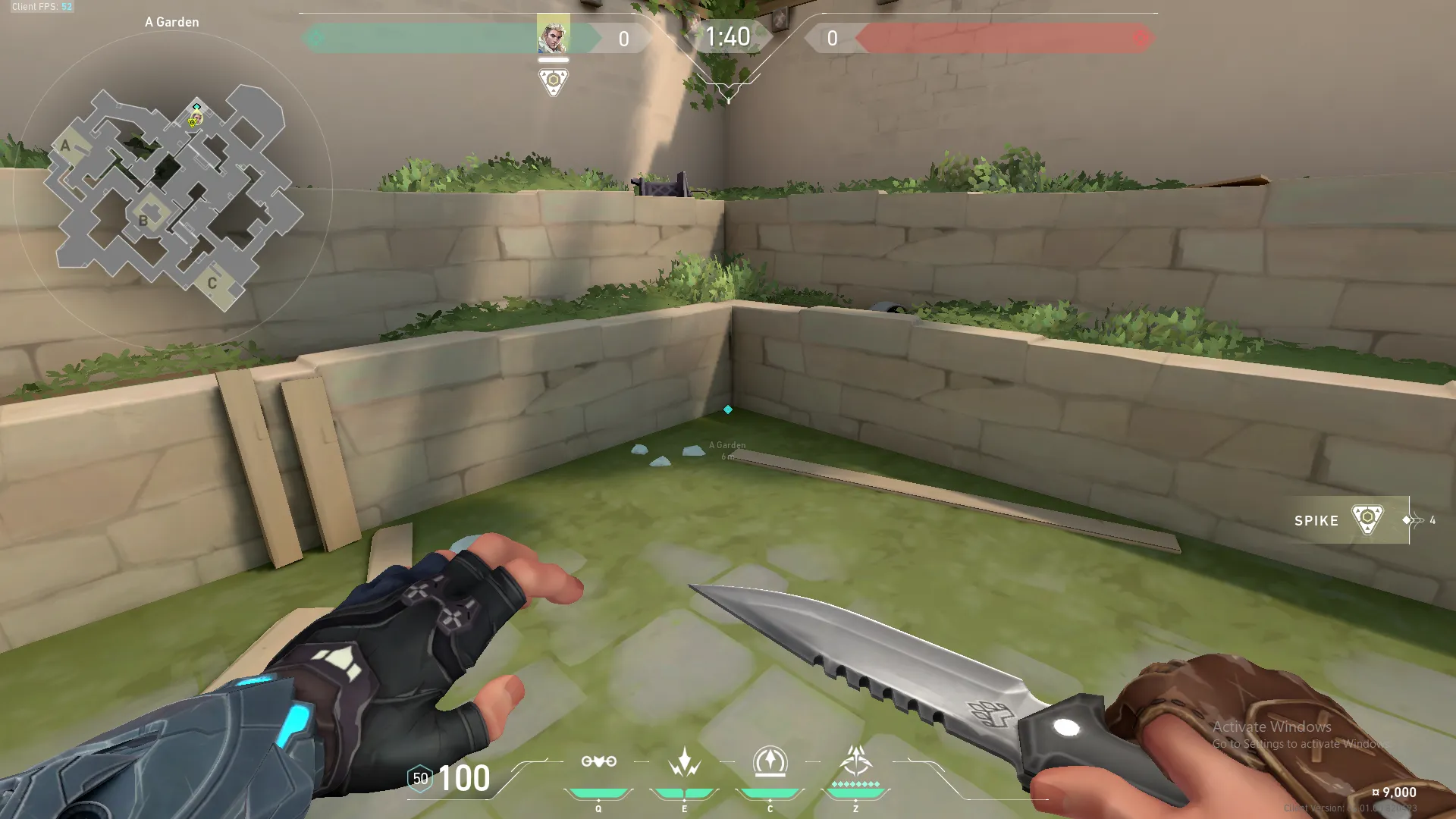 Sova Recon Bolt on Haven Defense Site A — step 1 of 4: Position — where to stand