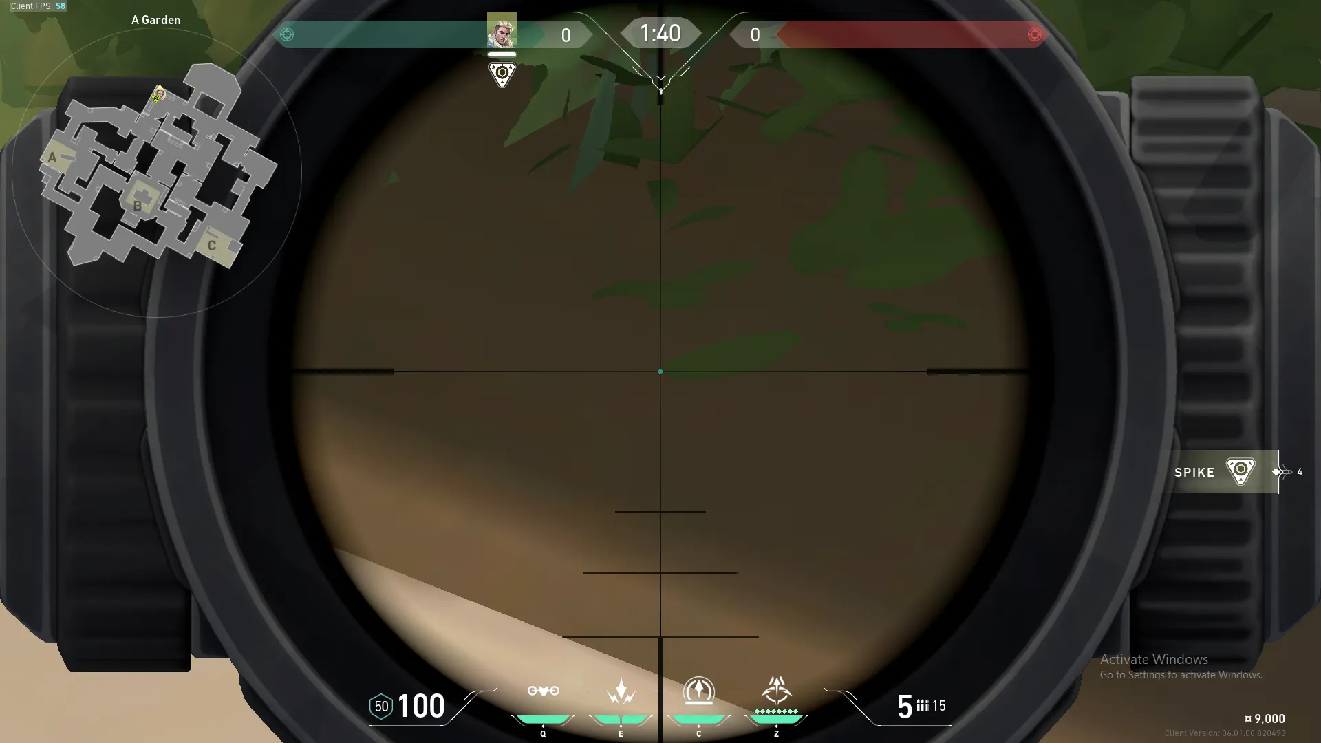 Sova Recon Bolt on Haven Defense Site A — step 3 of 4: Aim — line up the shot