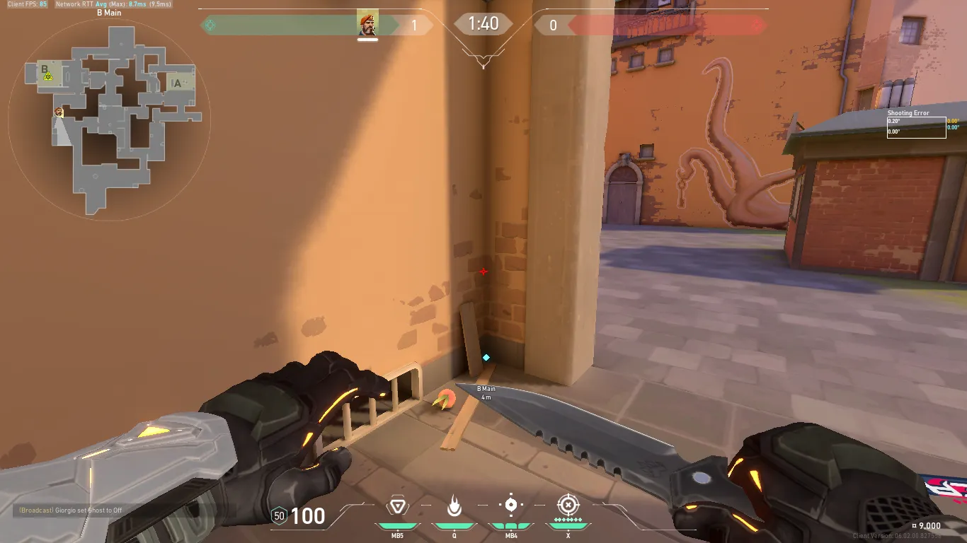 Brimstone Incendiary on Ascent Attack Site B — step 1 of 3: Position — where to stand