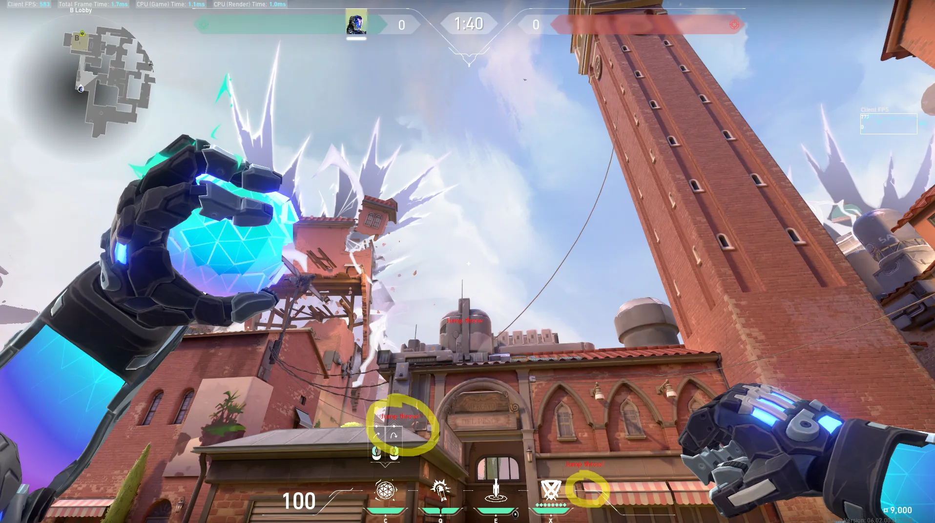KAY/O Frag_Ment on Ascent Attack Site B — step 4 of 5: Aim — line up the shot