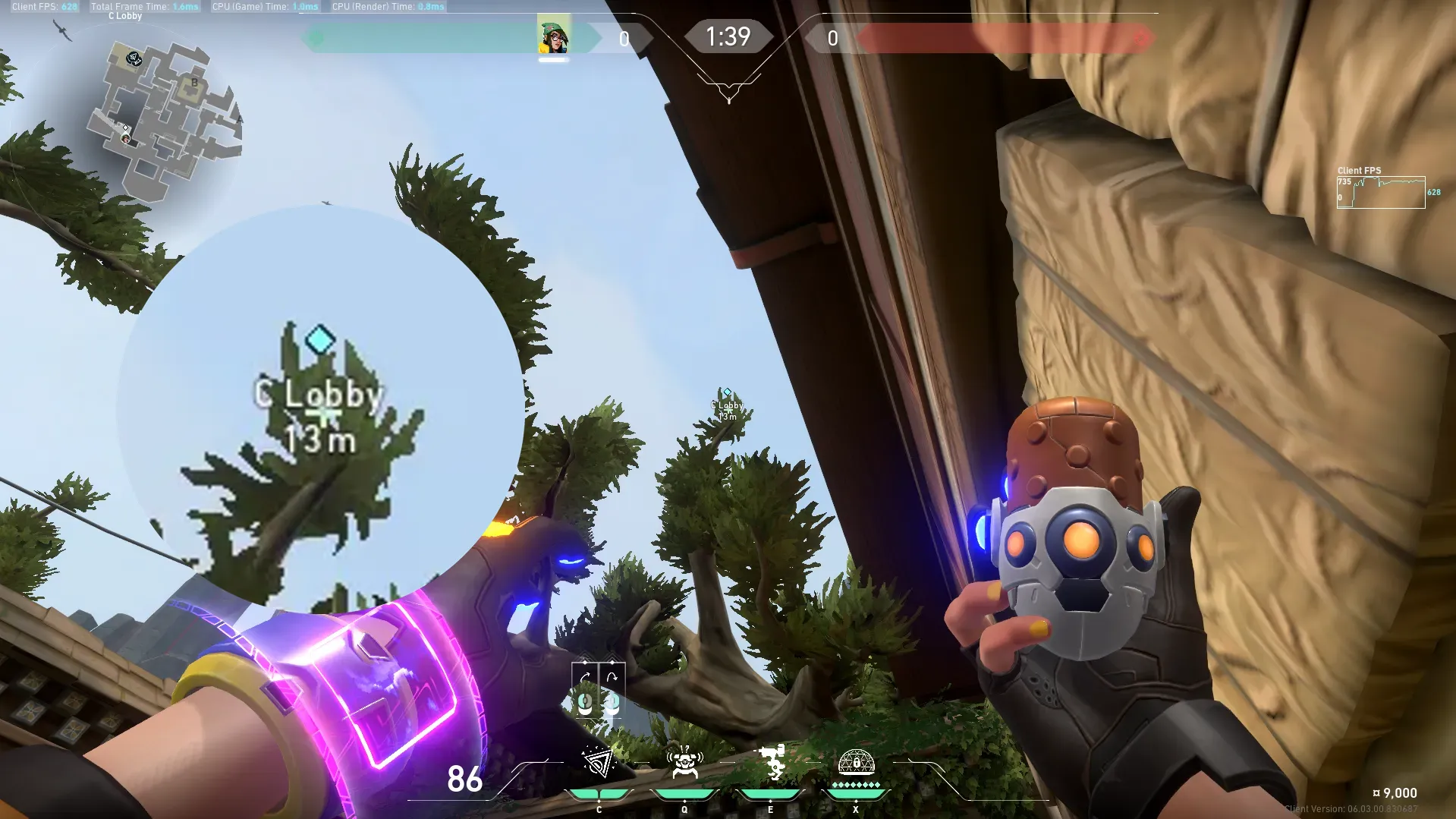 Killjoy Nanoswarm on Haven Attack Site C — step 2 of 3: Aim — line up the shot