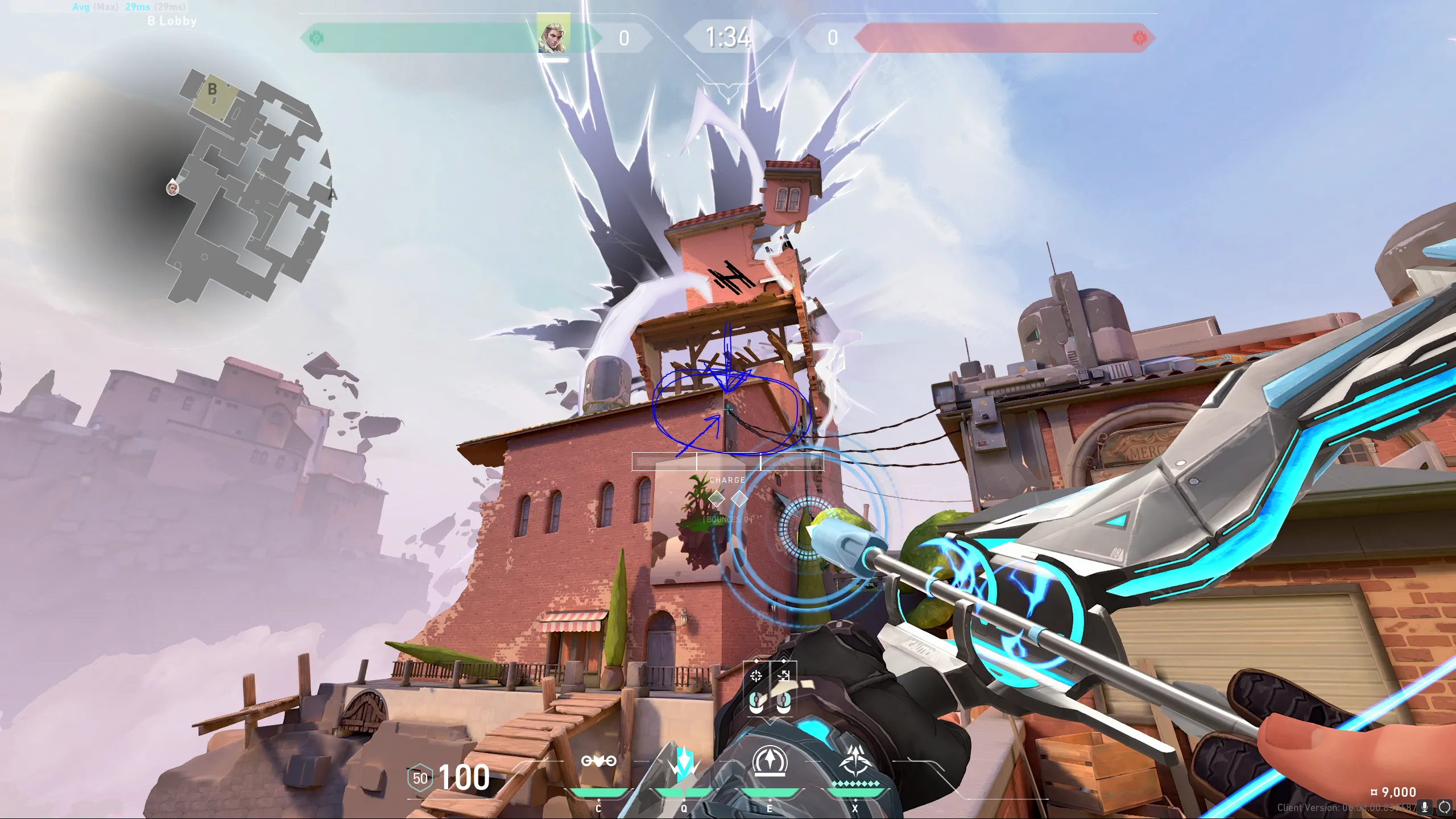 Sova Recon Bolt on Ascent Defense Site B — step 2 of 3: Aim — line up the shot