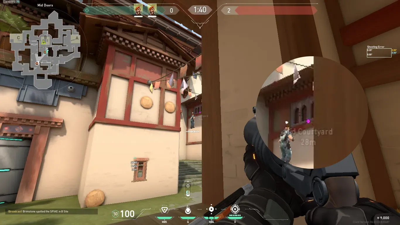 Brimstone Incendiary on Haven Attack Mid — step 2 of 3: Aim — line up the shot