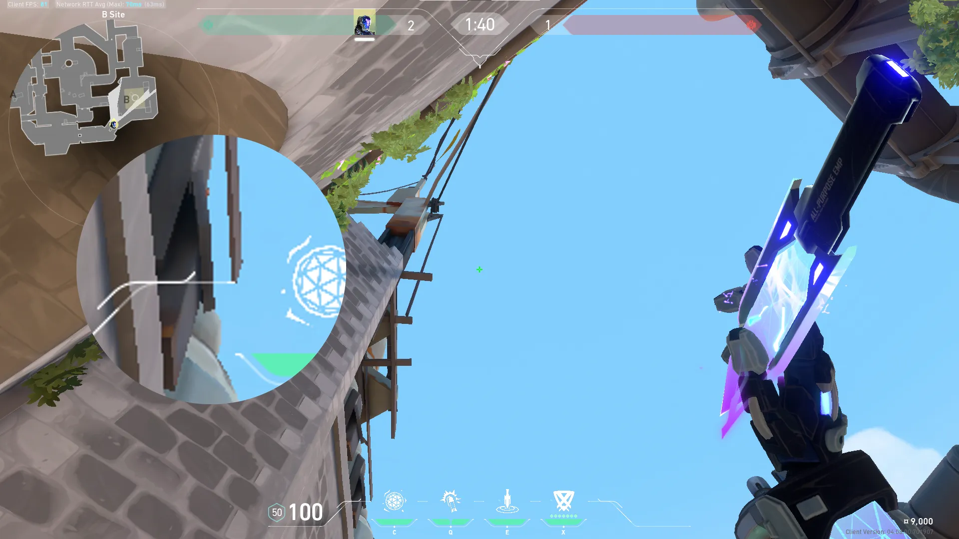 KAY/O Zero_Point on Breeze Defense Site B — step 2 of 3: Aim — line up the shot