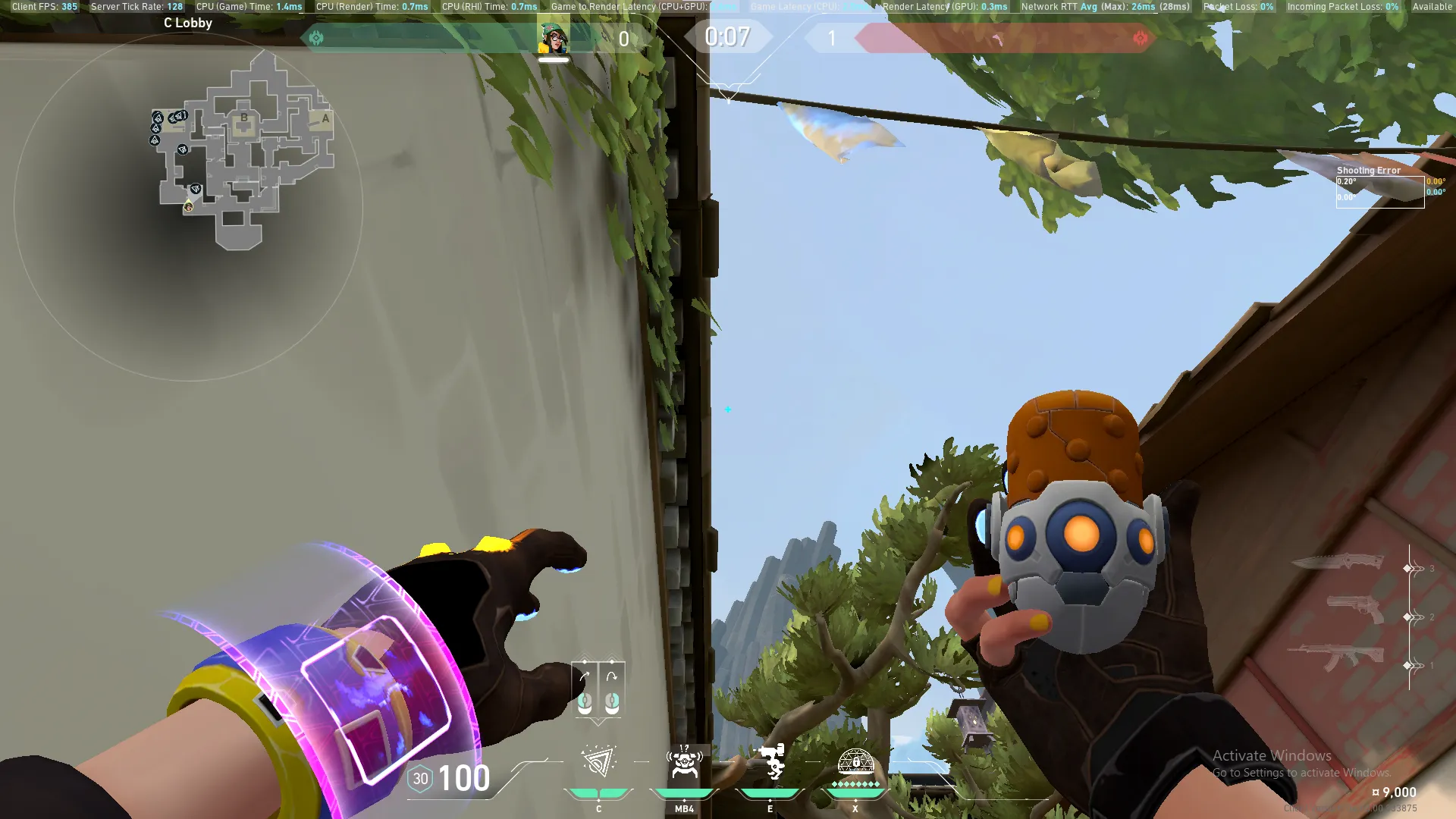 Killjoy Nanoswarm on Haven Defense Site C — step 2 of 3: Aim — line up the shot