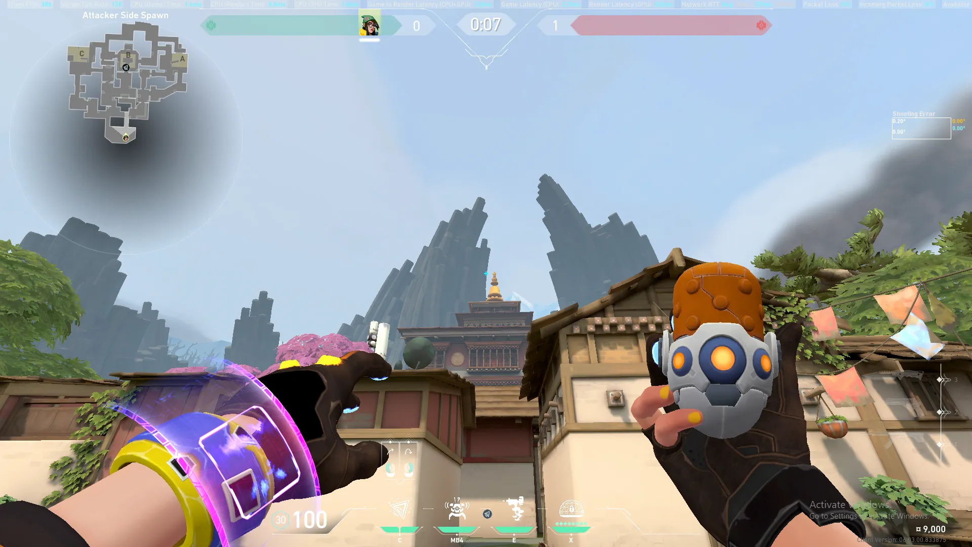 Killjoy Nanoswarm on Haven Defense Site B — step 2 of 4: Aim — line up the shot