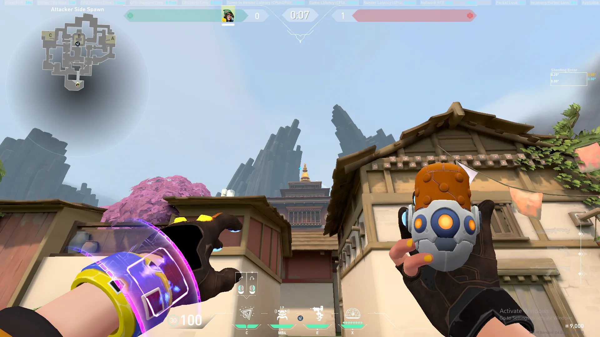 Killjoy Nanoswarm on Haven Defense Site B — step 3 of 4: Aim — line up the shot