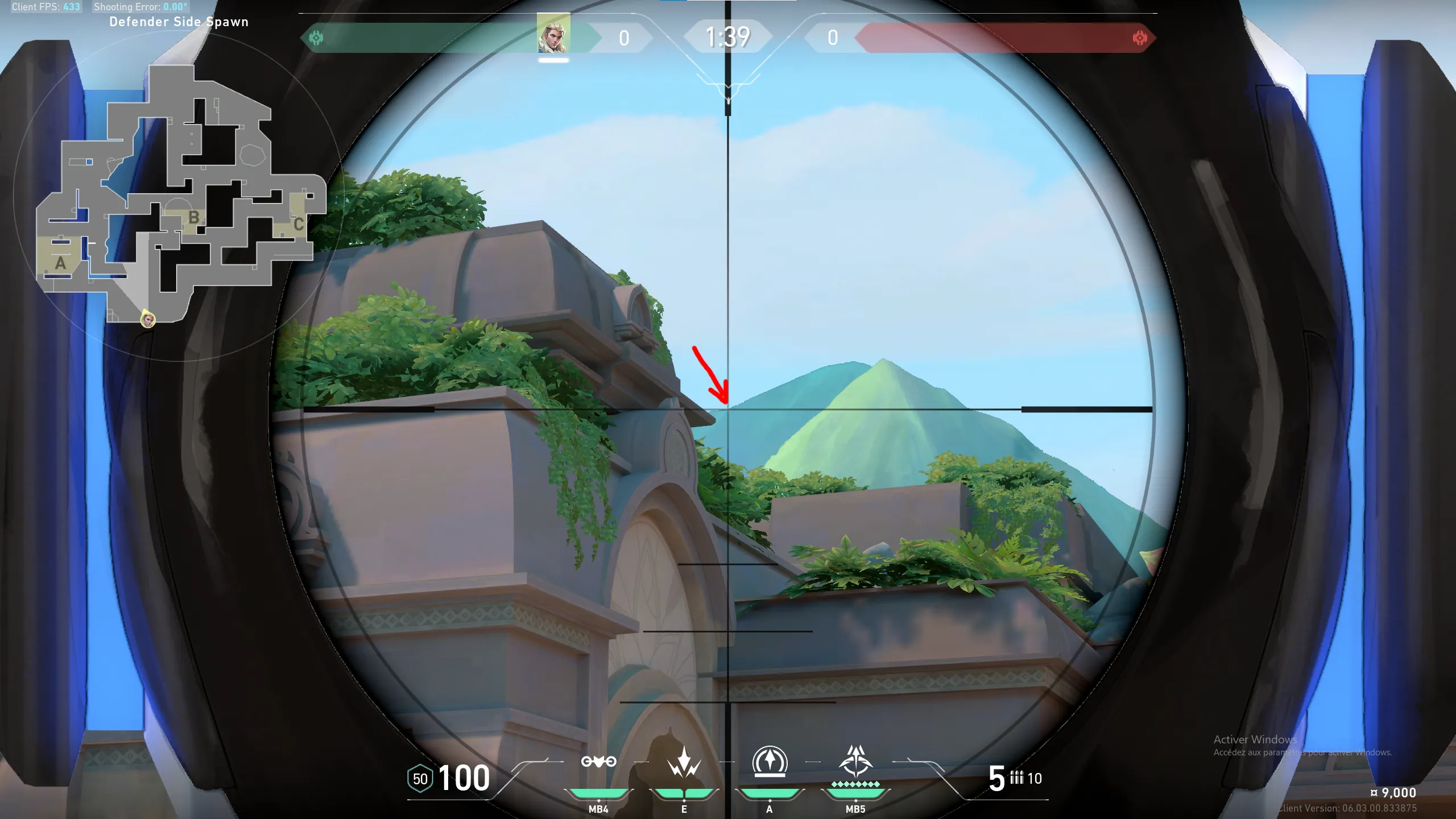Sova Recon Bolt on Lotus Defense Site A — step 2 of 4: Aim — line up the shot