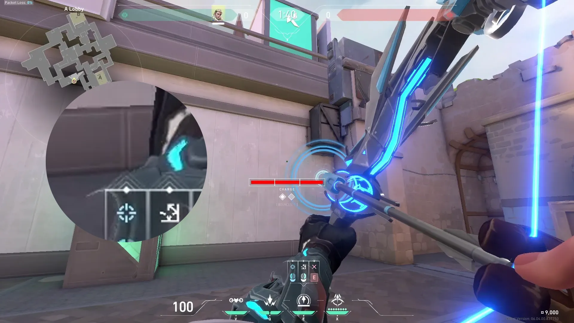 Sova Recon Bolt on Ascent Attack Site A — step 2 of 3: Aim — line up the shot