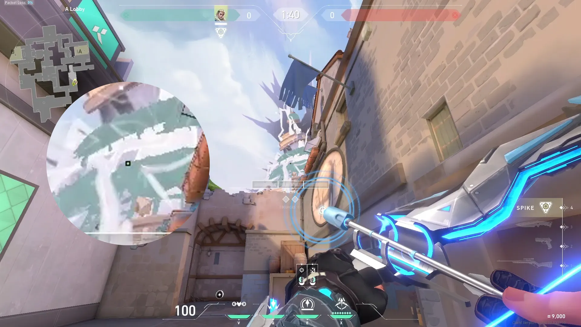 Sova Recon Bolt on Ascent Defense Site A — step 2 of 3: Aim — line up the shot