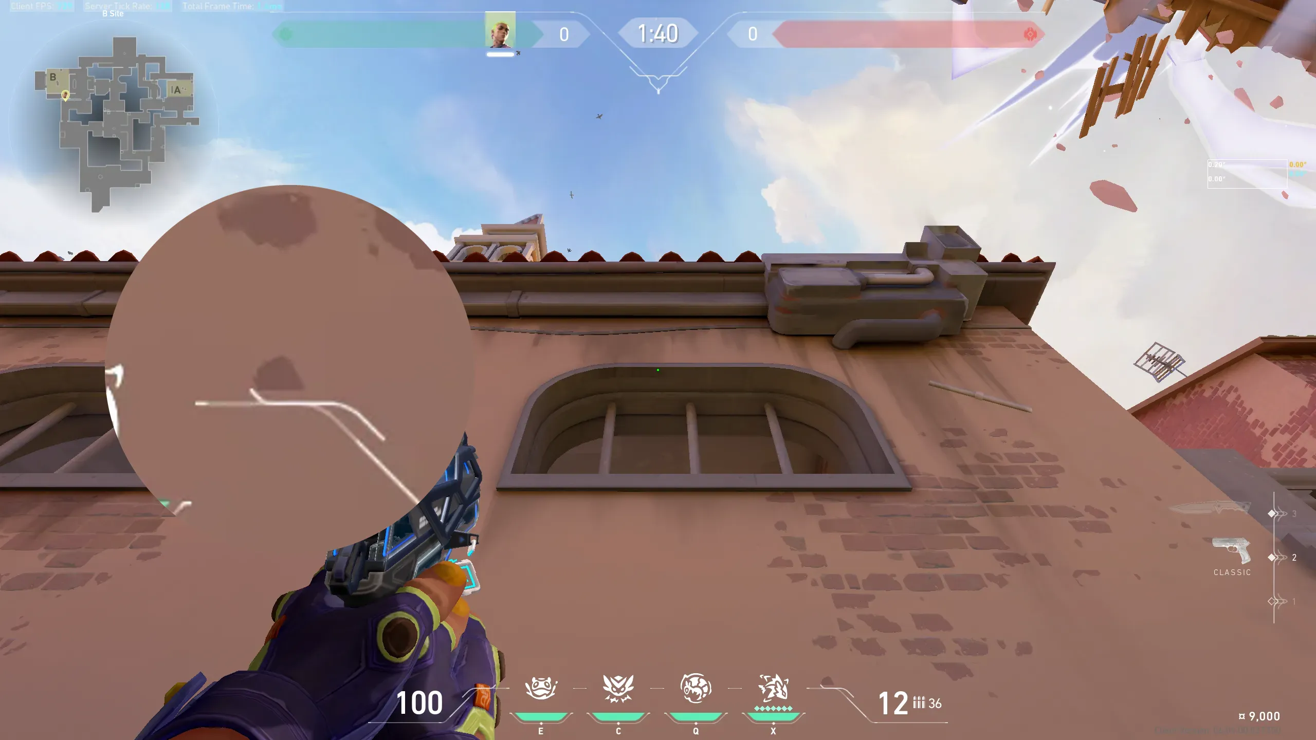 Gekko Dizzy on Ascent Defense Site B — step 2 of 4: Aim — line up the shot