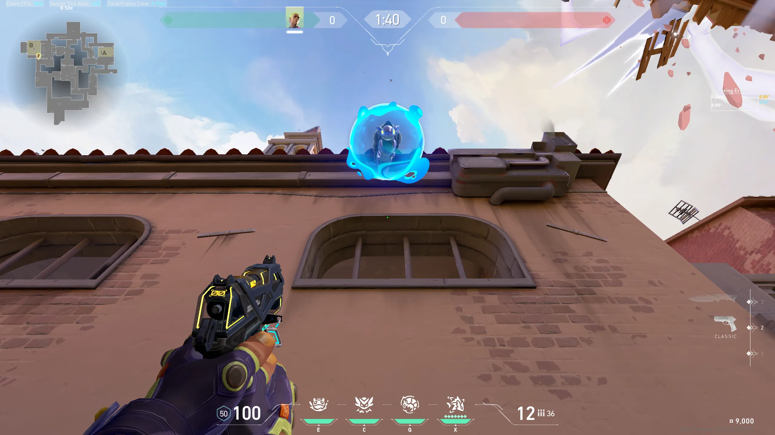 Gekko Dizzy on Ascent Defense Site B — step 3 of 4: Aim — line up the shot