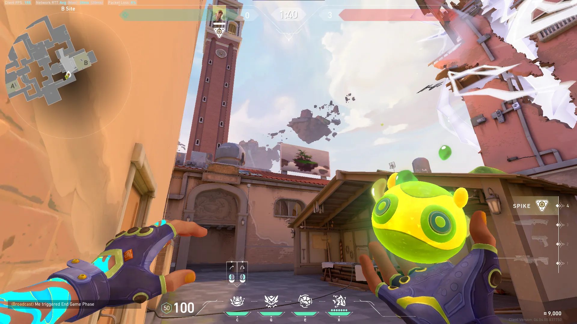 KAY/O Frag_Ment on Ascent Defense Site B — step 3 of 4: Aim — line up the shot