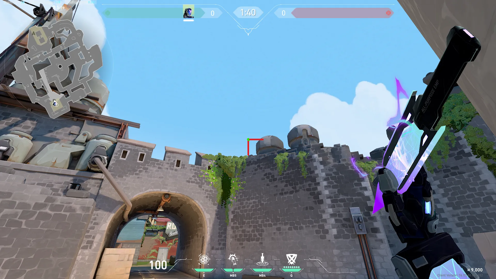 KAY/O Zero_Point on Breeze Defense Site A — step 2 of 3: Aim — line up the shot