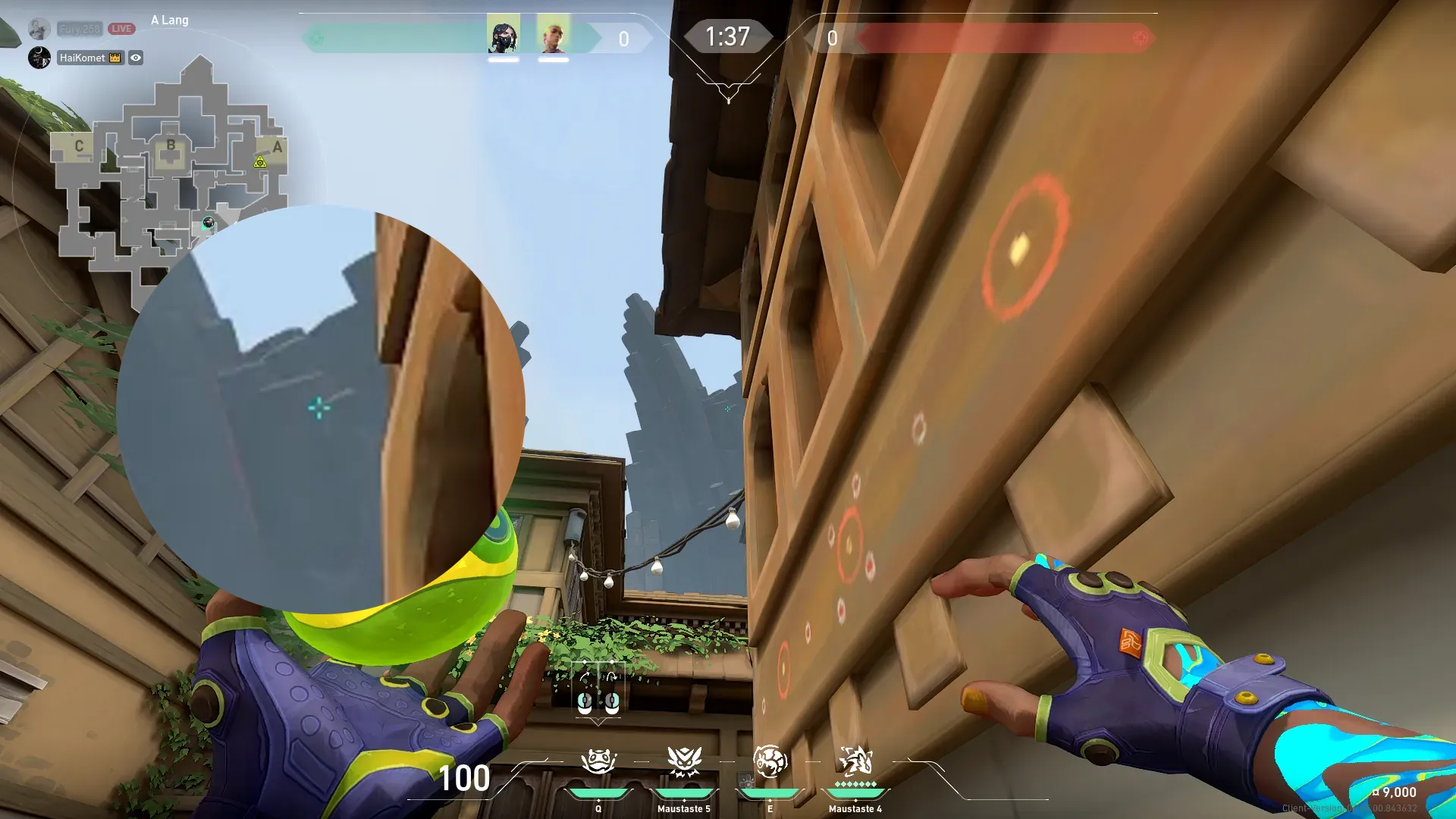 Gekko Mosh Pit on Haven Attack Site A — step 2 of 3: Aim — line up the shot