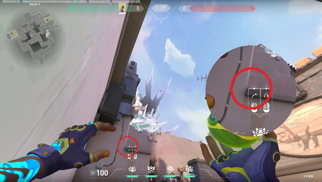 Gekko Mosh Pit on Ascent Attack Site A — step 2 of 3: Aim — line up the shot
