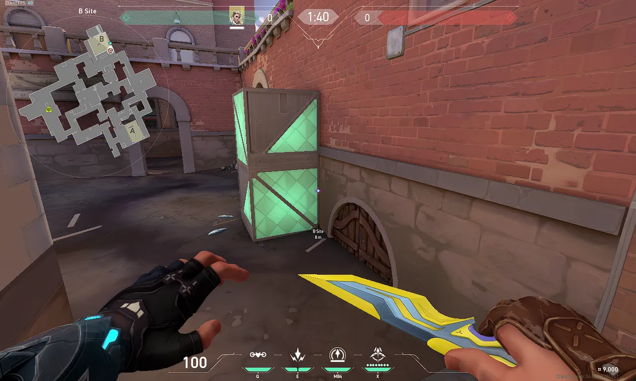 Sova Recon Bolt on Ascent Defense Site B — step 1 of 3: Position — where to stand