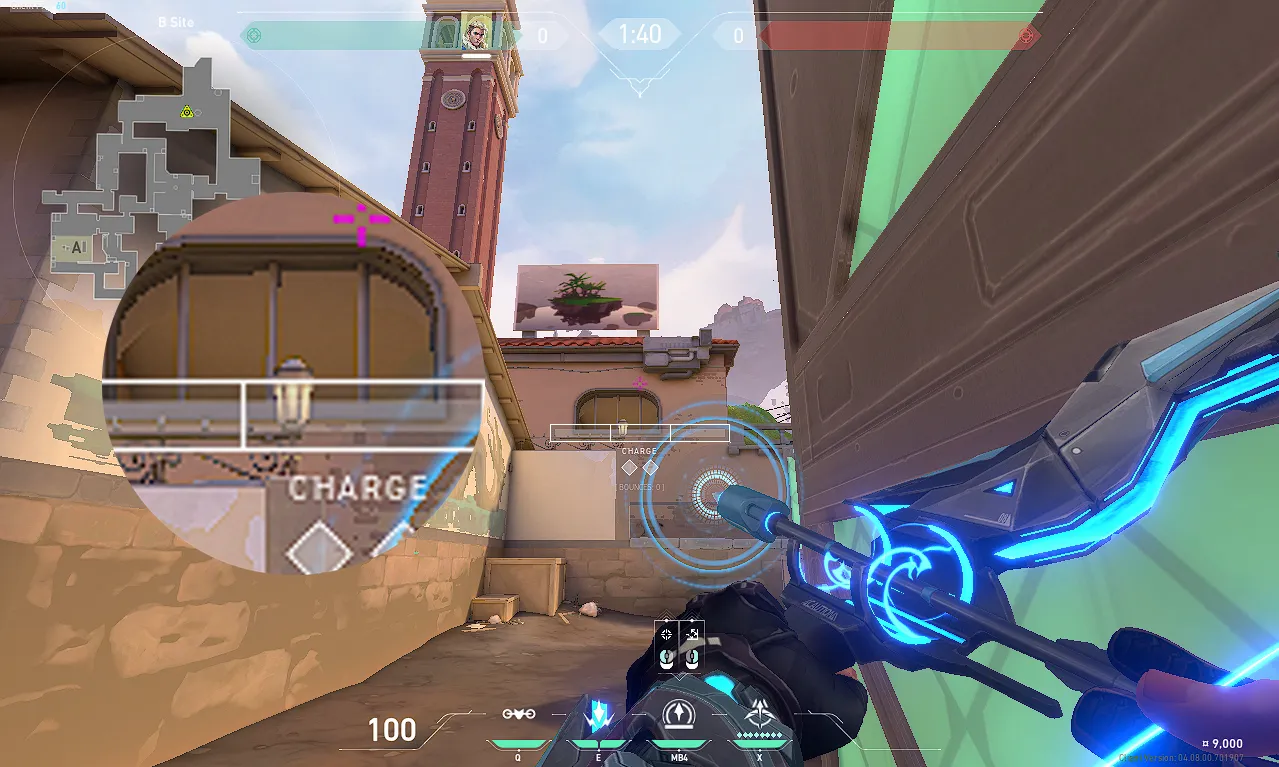 Sova Recon Bolt on Ascent Defense Site B — step 2 of 3: Aim — line up the shot