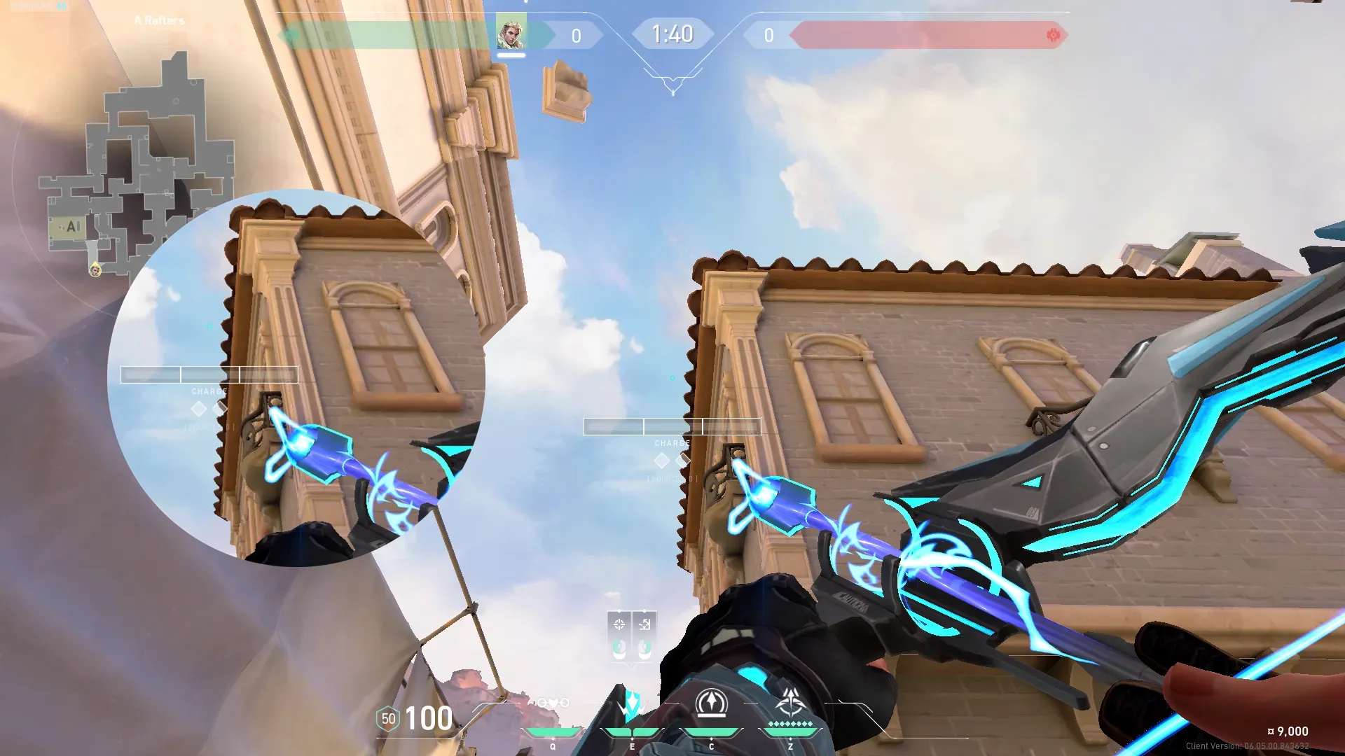 Sova Shock Bolt on Ascent Defense Site A — step 3 of 4: Aim — line up the shot