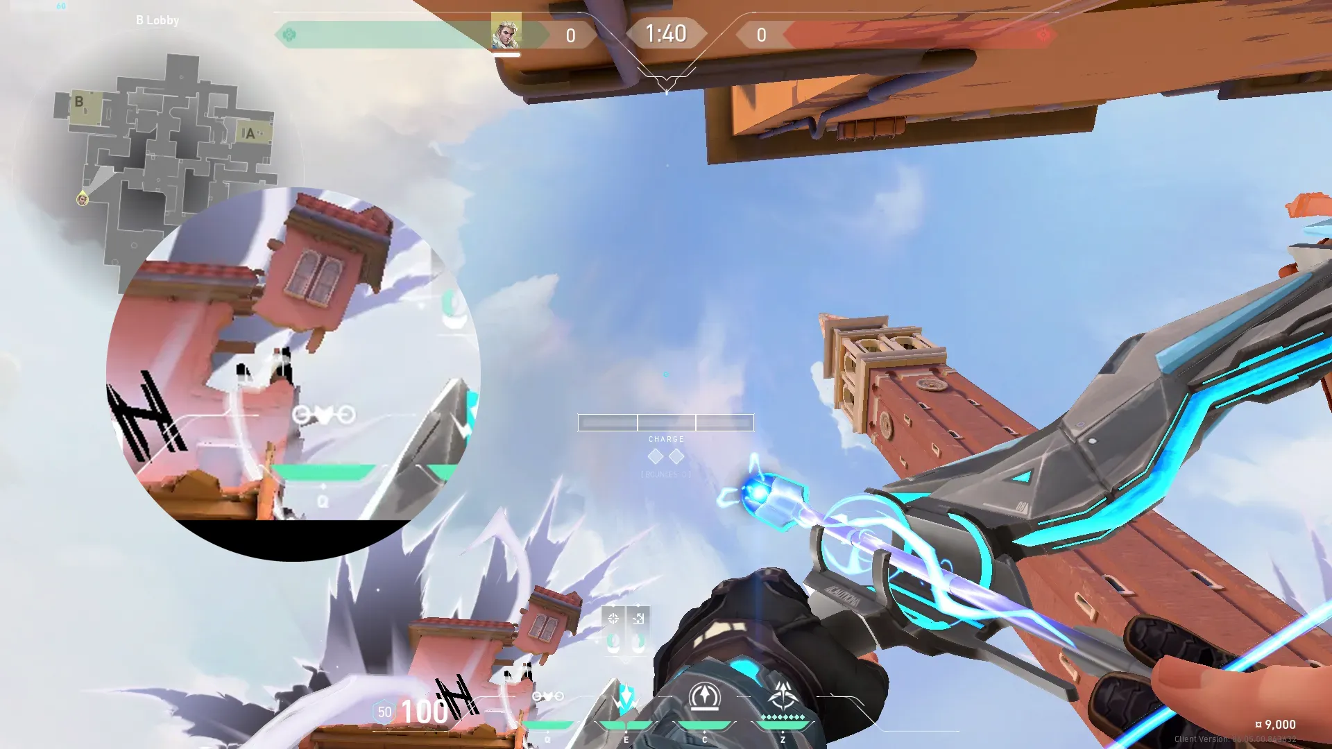 Sova Shock Bolt on Ascent Attack Site B — step 2 of 4: Aim — line up the shot