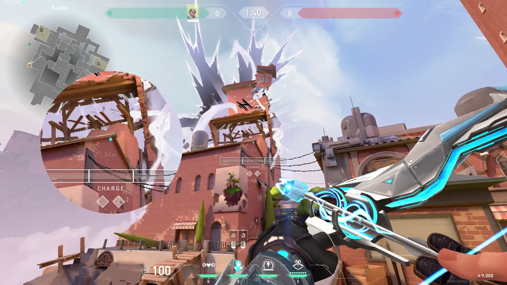 Sova Shock Bolt on Ascent Attack Site B — step 3 of 4: Aim — line up the shot