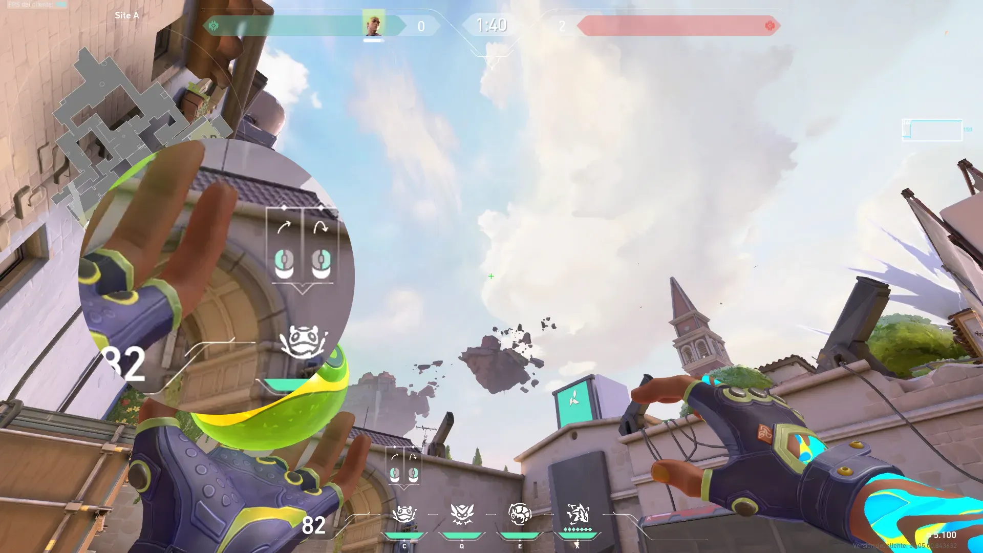 Gekko Mosh Pit on Ascent Defense Site A — step 2 of 3: Aim — line up the shot