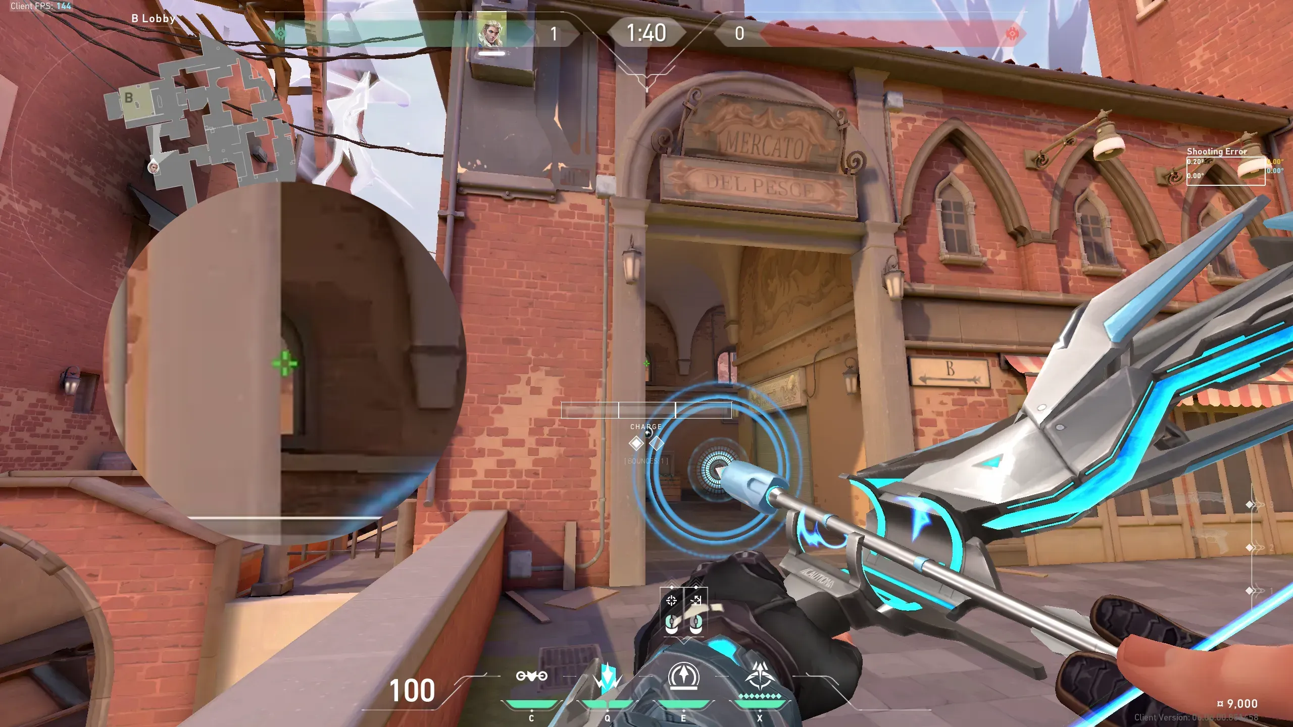 Sova Recon Bolt on Ascent Attack Site B — step 2 of 3: Aim — line up the shot