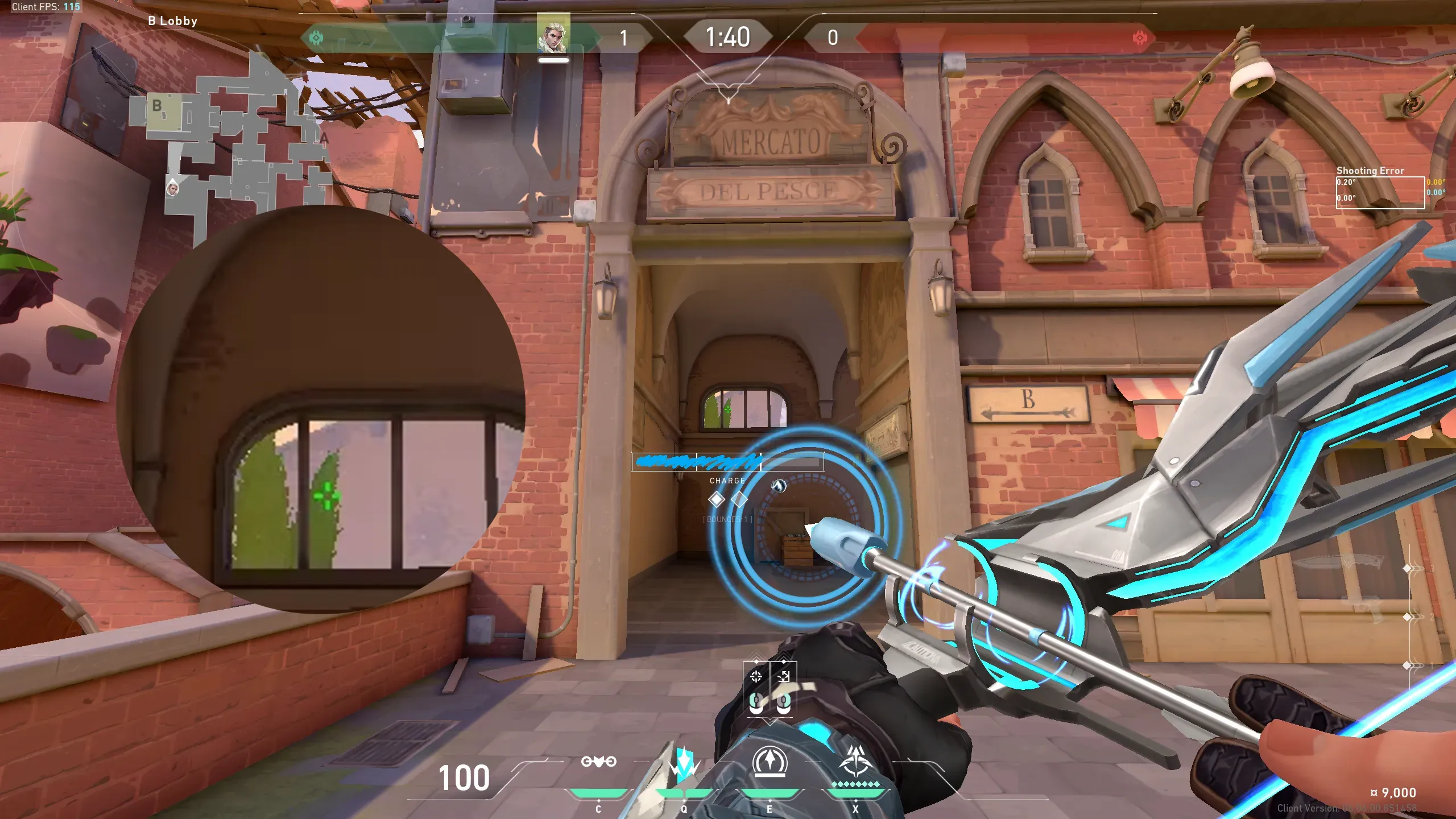 Sova Recon Bolt on Ascent Attack Site B — step 2 of 3: Aim — line up the shot