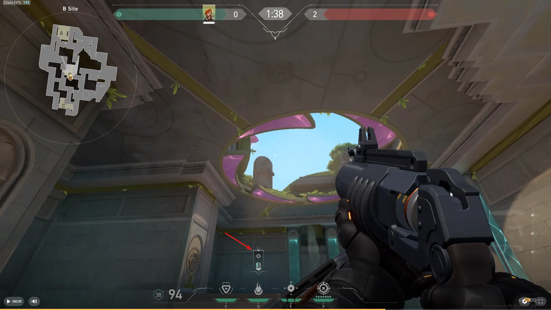 Brimstone Incendiary on Lotus Attack Site A — step 2 of 3: Aim — line up the shot