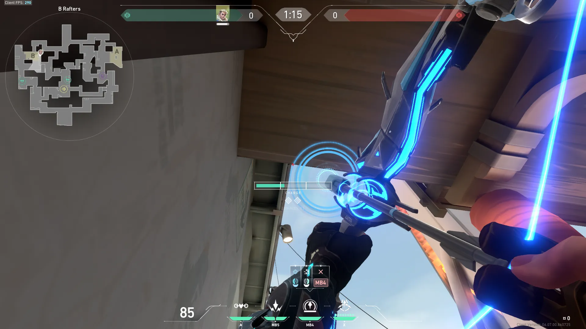 Sova Recon Bolt on Split Defense Site B — step 3 of 4: Aim — line up the shot