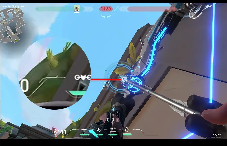 Sova Recon Bolt on Lotus Attack Site A — step 2 of 3: Aim — line up the shot