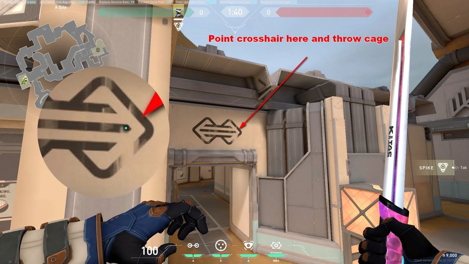 Cypher Cyber Cage on Fracture Defense Site A — step 2 of 3: Aim — line up the shot