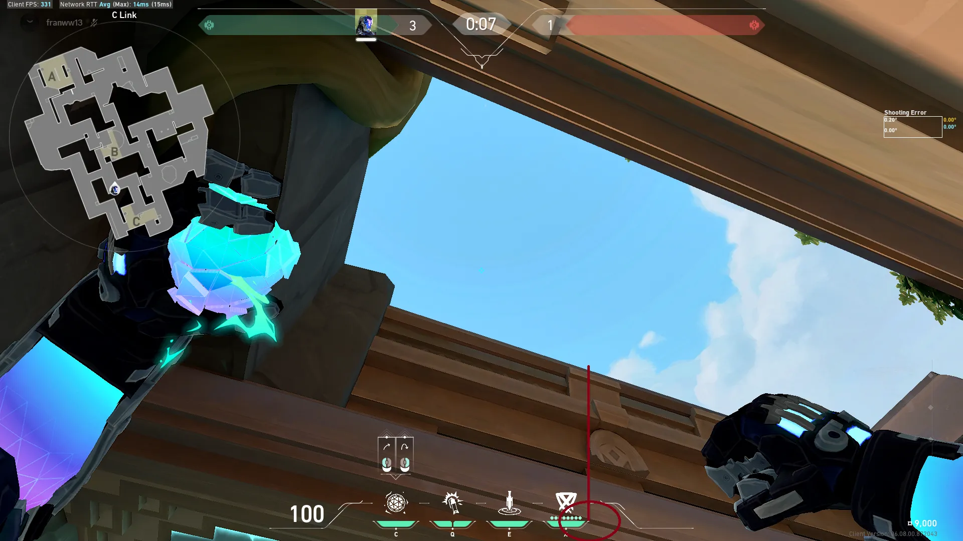KAY/O Frag_Ment on Lotus Defense Site B — step 2 of 3: Aim — line up the shot