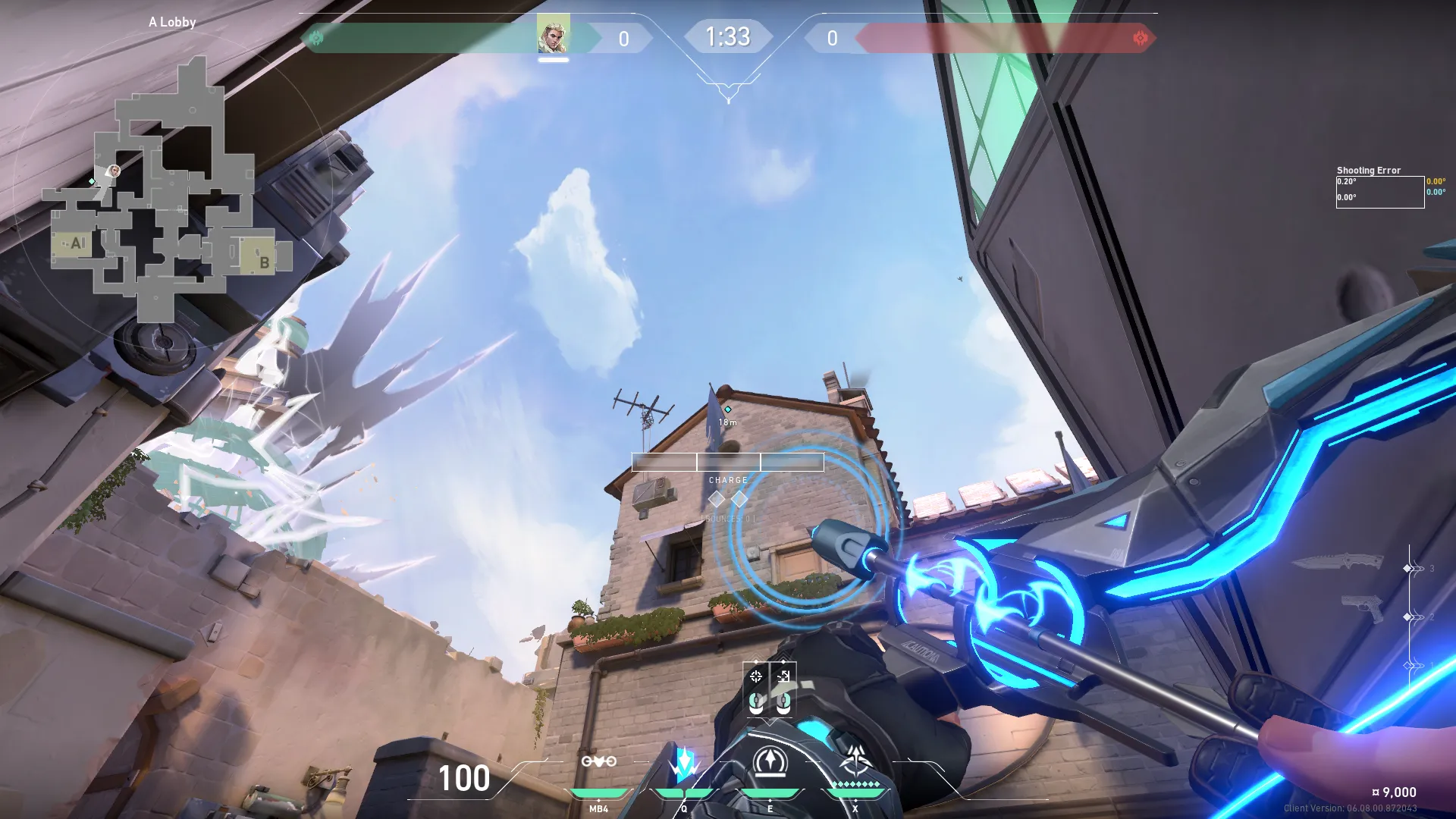 Sova Recon Bolt on Ascent Attack Site B — step 2 of 4: Aim — line up the shot