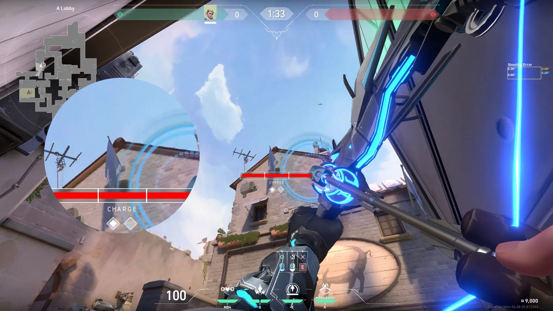 Sova Recon Bolt on Ascent Attack Site B — step 3 of 4: Aim — line up the shot
