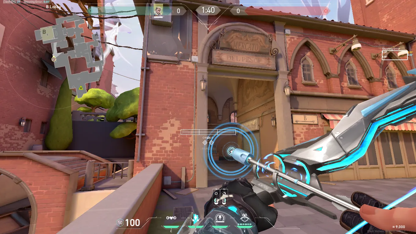 Sova Recon Bolt on Ascent Attack Site B — step 2 of 3: Aim — line up the shot