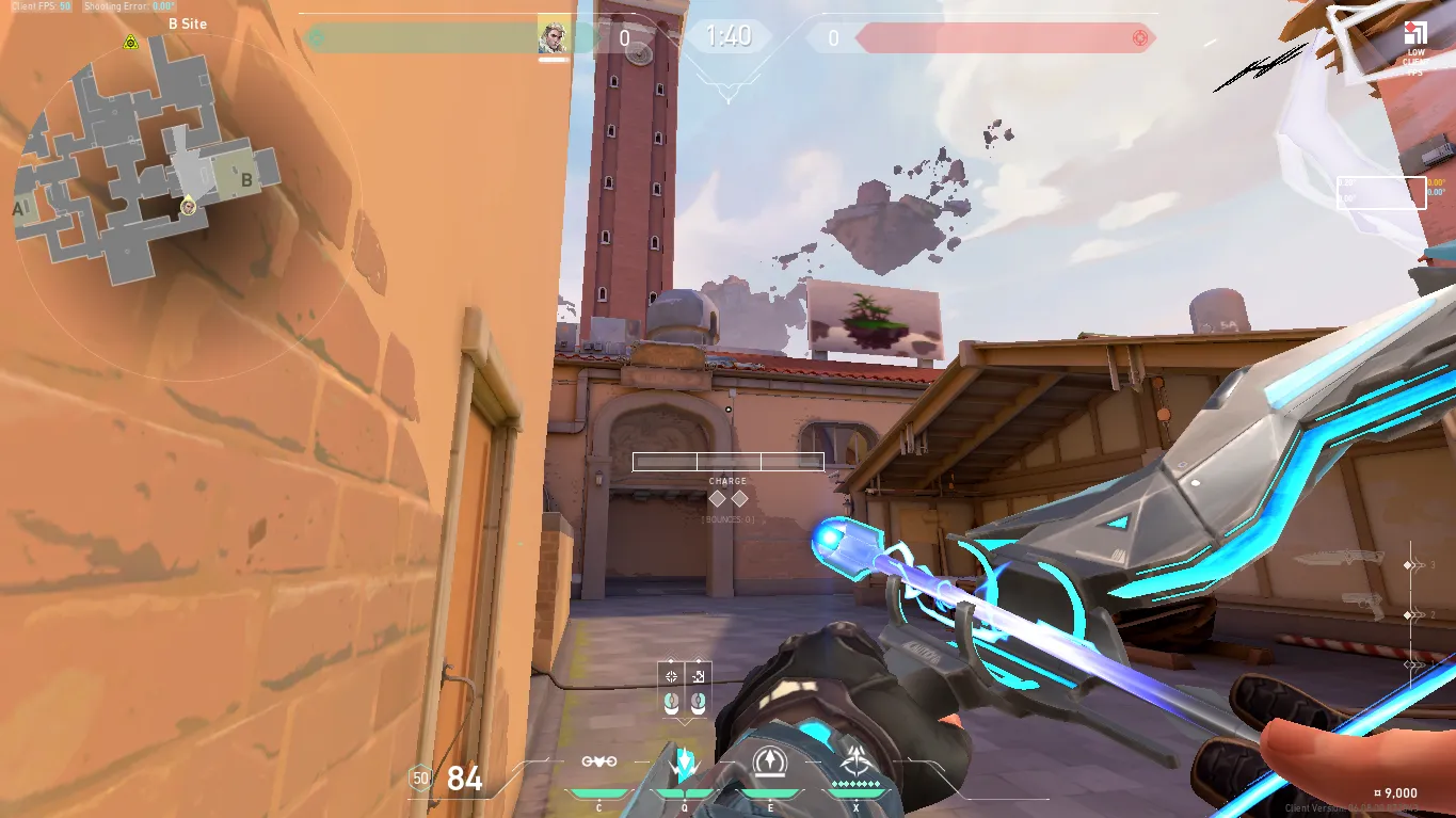 Sova Shock Bolt on Ascent Defense Site B — step 2 of 3: Aim — line up the shot