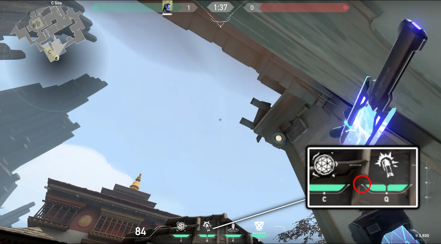KAY/O Zero_Point on Haven Defense Mid — step 2 of 3: Aim — line up the shot