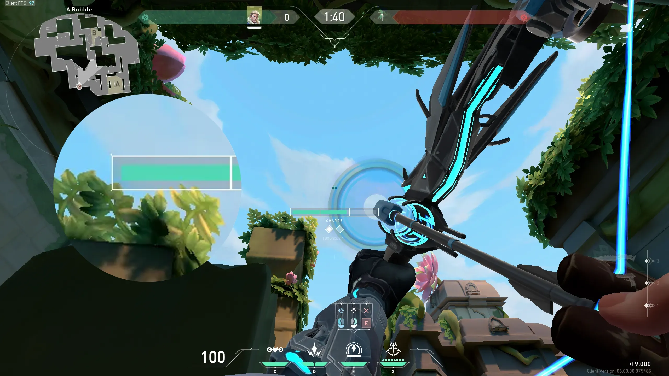 Sova Recon Bolt on Lotus Attack Site C — step 2 of 3: Aim — line up the shot