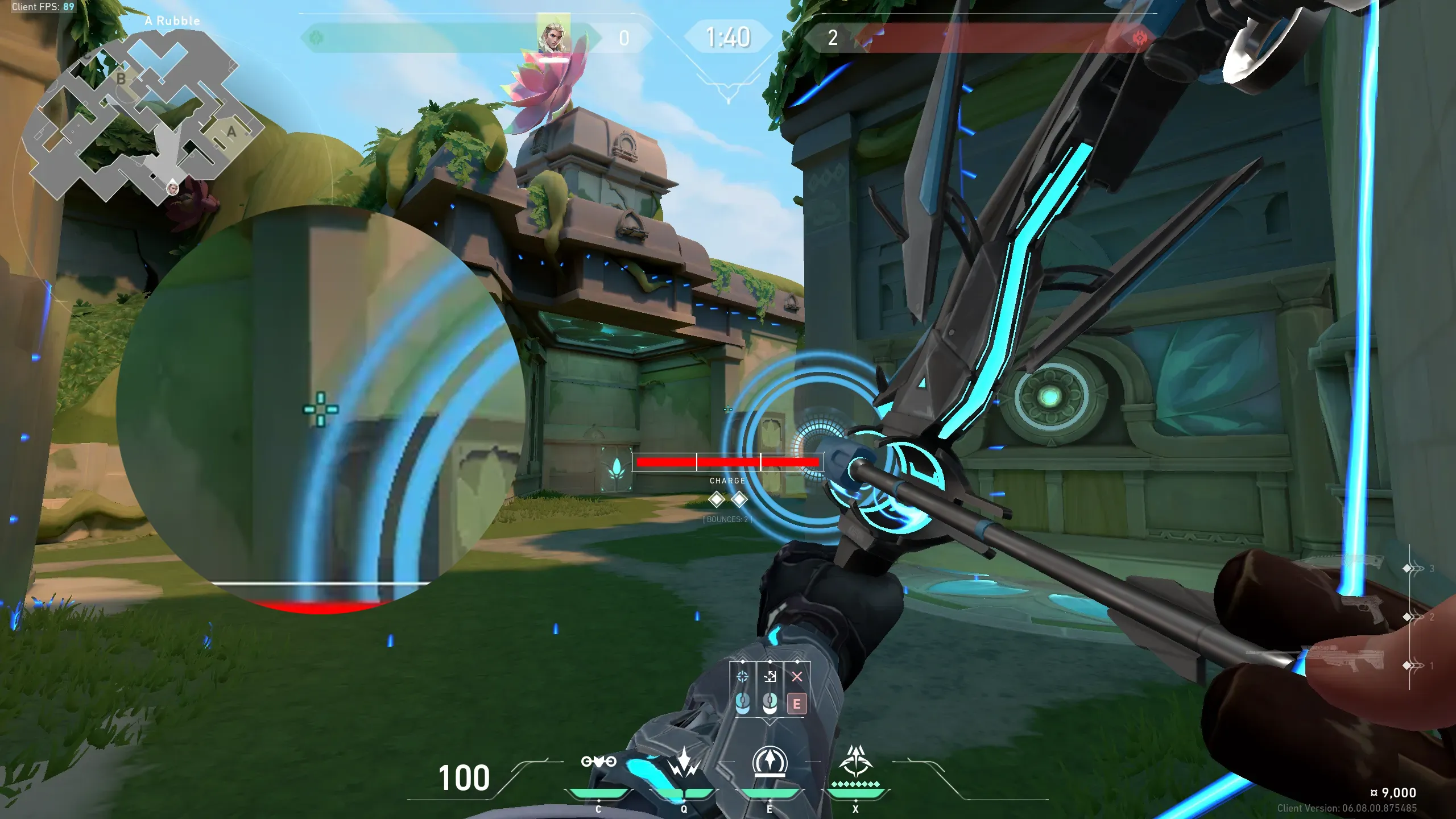 Sova Recon Bolt on Lotus Attack Site A — step 2 of 3: Aim — line up the shot
